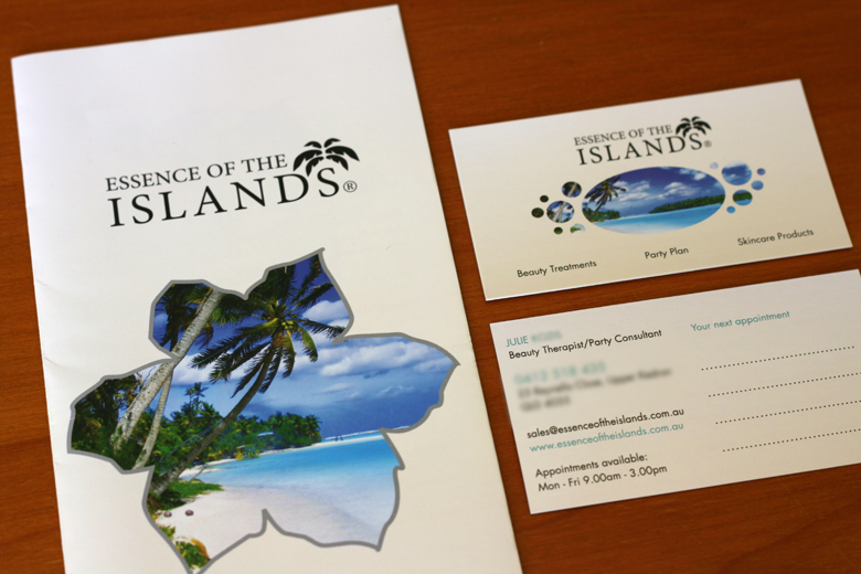 Essence of the Islands - Treatment Menu and Business Cards